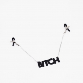Зажимы на соски с кожаной подвеской Bitch - Crazy Handmade - купить с доставкой в Евпатории