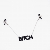 Зажимы на соски с кожаной подвеской Bitch - Crazy Handmade - купить с доставкой в Евпатории