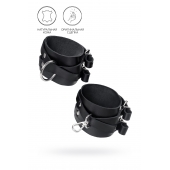 Черные кожаные оковы с двумя перекрёстными ремешками - Pecado - купить с доставкой в Евпатории