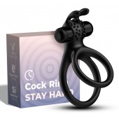 Черное эрекционное виброкольцо с подхватом мошонки Stay Hard - Boys of Toys - в Евпатории купить с доставкой