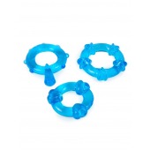 Набор из 3 синих эрекционных колец с различным рельефом - Erowoman-Eroman - в Евпатории купить с доставкой