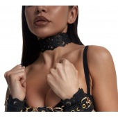 Черный ажурный чокер с золотистой фурнитурой - Crazy Handmade - купить с доставкой в Евпатории