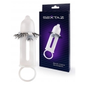 Эластичная насадка на пенис с подхватом мошонки и стимулирующими «ресничками» - Sextaz - в Евпатории купить с доставкой