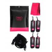 Черно-розовый эротический набор: фиксатор, оковы, наручники, повязка - Erokay - купить с доставкой в Евпатории