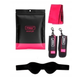 Черно-розовый эротический набор: маска, наручники и повязка - Erokay - купить с доставкой в Евпатории