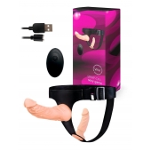 Женский страпон с 2 насадками, вибрацией и пультом ДУ - Erowoman-Eroman - купить с доставкой в Евпатории