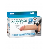 Телесный пустотелый фаллопротез 5’’ Hollow Silicone Strap-On - 14 см. - Pipedream - купить с доставкой в Евпатории