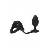 Черное эрекционное кольцо с анальной пробкой Cockstrap With Anal Plug - Dream Toys - в Евпатории купить с доставкой