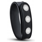 Черное эрекционное кольцо на кнопках - Blush Novelties - в Евпатории купить с доставкой