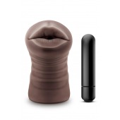 Коричневый мастурбатор-ротик Krystal Vibrating Masturbator - Blush Novelties - в Евпатории купить с доставкой