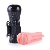 Телесный мастурбатор-вагина в черной колбе с вибрацией - Boys of Toys - в Евпатории купить с доставкой