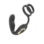 Черная анальная пробка с вращением и эрекционными кольцами - Ibiza - в Евпатории купить с доставкой