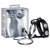 Подхват для мошонки с 3 съемными эрекционными кольцами Leder-Riemen - Orion - в Евпатории купить с доставкой