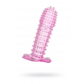 Гелевая розовая насадка с шипами - 12 см. - Toyfa Basic - в Евпатории купить с доставкой