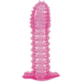 Гелевая розовая насадка с шипами - 12 см. - Toyfa Basic - в Евпатории купить с доставкой