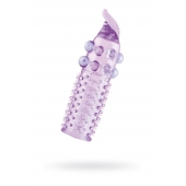 Гелевая фиолетовая насадка с шариками, шипами и усиком - 11 см. - Toyfa Basic - в Евпатории купить с доставкой