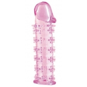 Гелевая розовая насадка на фаллос с шипами - 12 см. - Toyfa Basic - в Евпатории купить с доставкой
