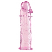 Гладкая розовая насадка с усиками под головкой - 12,5 см. - Toyfa Basic - в Евпатории купить с доставкой