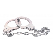 Наручники из металла с длинной цепочкой CHROME HANDCUFFS METAL HANDCUFFS W. KEY - NMC - купить с доставкой в Евпатории