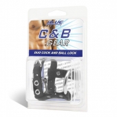 Утяжка на пенис на замочке Duo Cock And Ball Lock - BlueLine - купить с доставкой в Евпатории