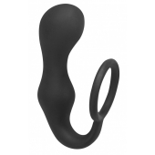 Чёрное эрекционное кольцо с анальной пробкой Double Pleasure Anal Plug - Lola Games - в Евпатории купить с доставкой