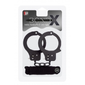 Чёрные наручники из листового металла в комплекте с веревкой BONDX METAL CUFFS LOVE ROPE SET - Dream Toys - купить с доставкой в Евпатории