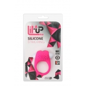 Розовое эрекционное кольцо с щеточкой LIT-UP SILICONE STIMU RING 5 - Dream Toys - в Евпатории купить с доставкой