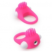 Розовое эрекционное кольцо с щеточкой LIT-UP SILICONE STIMU RING 5 - Dream Toys - в Евпатории купить с доставкой