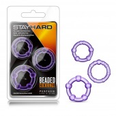 Набор из 3 фиолетовых эрекционных колец Stay Hard Beaded Cockrings - Blush Novelties - в Евпатории купить с доставкой