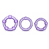 Набор из 3 фиолетовых эрекционных колец Stay Hard Beaded Cockrings - Blush Novelties - в Евпатории купить с доставкой