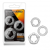 Набор из 3 прозрачных эрекционных колец Stay Hard Beaded Cockrings - Blush Novelties - в Евпатории купить с доставкой