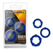 Набор из 3 синих эрекционных колец Stay Hard Beaded Cockrings - Blush Novelties - в Евпатории купить с доставкой