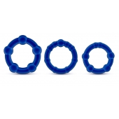 Набор из 3 синих эрекционных колец Stay Hard Beaded Cockrings - Blush Novelties - в Евпатории купить с доставкой
