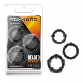 Набор из 3 чёрных эрекционных колец Stay Hard Beaded Cockrings - Blush Novelties - в Евпатории купить с доставкой