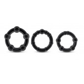 Набор из 3 чёрных эрекционных колец Stay Hard Beaded Cockrings - Blush Novelties - в Евпатории купить с доставкой