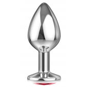 Большая серебристая анальная пробка Diamond Red Sparkle Large с красным кристаллом - 8 см. - Lola Games - купить с доставкой в Евпатории