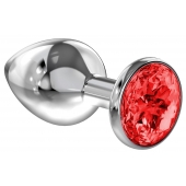 Большая серебристая анальная пробка Diamond Red Sparkle Large с красным кристаллом - 8 см. - Lola Games - купить с доставкой в Евпатории