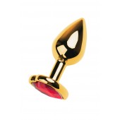 Золотистая анальная пробка с кристаллом-сердцем - 7,5 см. - ToyFa - купить с доставкой в Евпатории