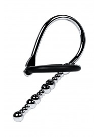 Серебристый уретральный плаг-бусины TOYFA Metal с мягким фиксириющим кольцом - ToyFa - купить с доставкой в Евпатории