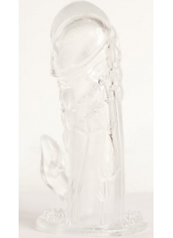 Прозрачная гелевая насадка с клиторальным отростком - 13 см. - Toyfa Basic - в Евпатории купить с доставкой
