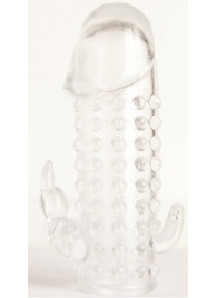 Гелевая прозрачная насадка с 2 отростками - 13 см. - Toyfa Basic - в Евпатории купить с доставкой