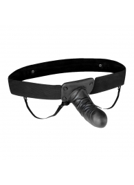 Чёрный полый страпон с вибрацией Unisex Vibrating Hollow Strap-On - 14 см. - Lux Fetish - купить с доставкой в Евпатории