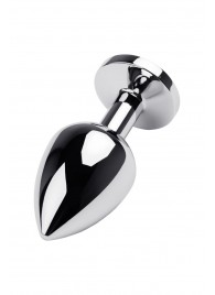 Серебристая коническая анальная пробка с красным кристаллом - 8 см. - ToyFa - купить с доставкой в Евпатории