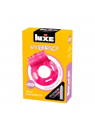 Розовое эрекционное виброкольцо Luxe VIBRO  Ужас Альпиниста  + презерватив - Luxe - в Евпатории купить с доставкой