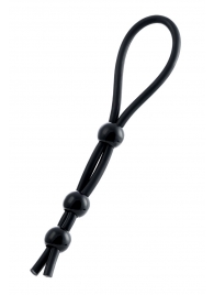 Черное лассо на пенис с тремя бусинами - A-toys - в Евпатории купить с доставкой