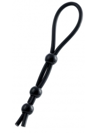 Черное лассо на пенис с тремя бусинами - A-toys - в Евпатории купить с доставкой