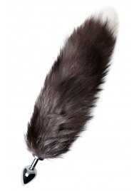 Серебристая металлическая анальная втулка с хвостом чернобурой лисы - размер S - ToyFa - купить с доставкой в Евпатории