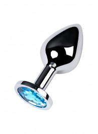 Серебристая конусовидная анальная пробка с голубым кристаллом - 8 см. - ToyFa - купить с доставкой в Евпатории