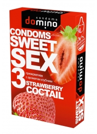 Презервативы для орального секса DOMINO Sweet Sex с ароматом клубничного коктейля  - 3 шт. - Domino - купить с доставкой в Евпатории