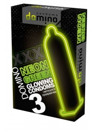 Презервативы DOMINO Neon Green со светящимся в темноте кончиком - 3 шт. - Domino - купить с доставкой в Евпатории